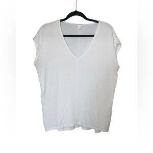 Market & Spruce White V-Neck Short Sleeve Tee Shirt Size Medium‎
